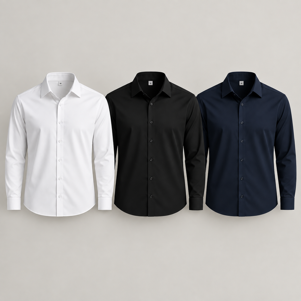 PACK ESSENTIAL - 3 CAMISAS ANTIARRUGAS